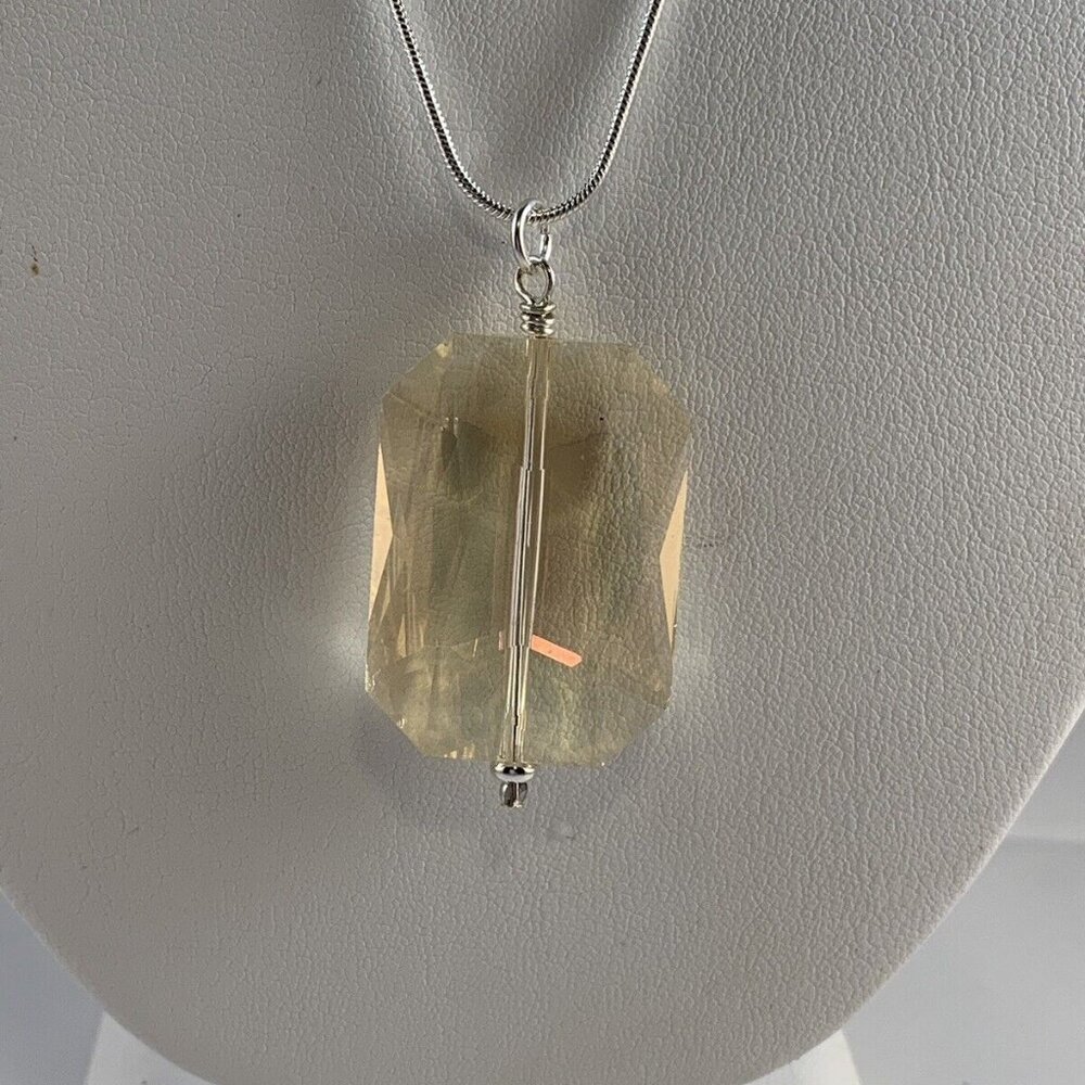 Sterling Silver Snake Chain Necklace With Champagne Colored Crystal (NA4, -5, -6
